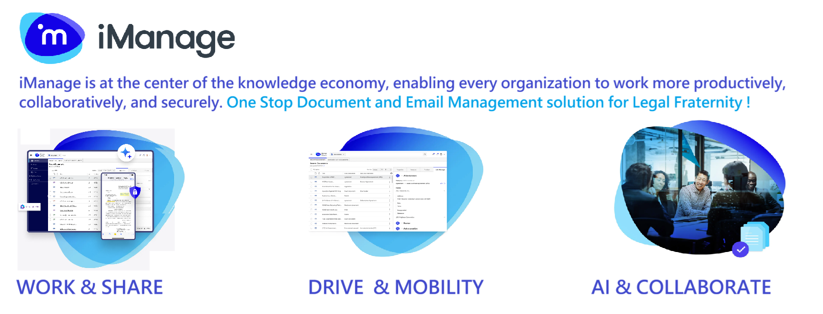 iManage website banner Work share drive mobility AI